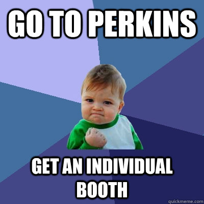 Go to Perkins Get an individual booth  Success Kid