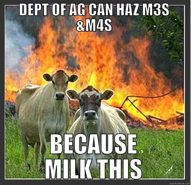 MILK THIS - DEPT OF AG CAN HAZ M3S &M4S BECAUSE MILK THIS Evil cows