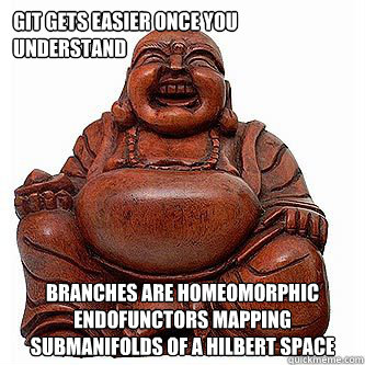 git gets easier once you understand branches are homeomorphic endofunctors mapping submanifolds of a Hilbert space  Buddha