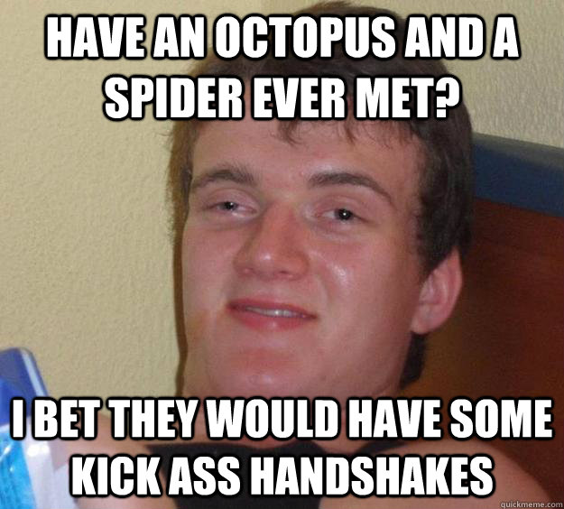 Have an Octopus and a spider ever met? I bet they would have some kick ass handshakes  10 Guy