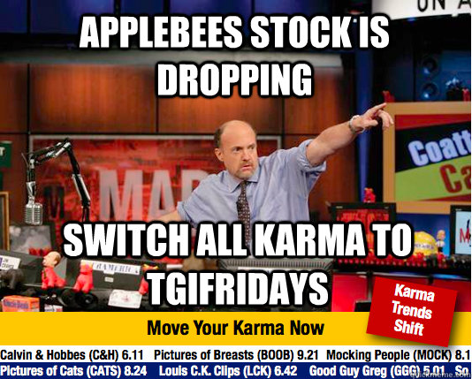 applebees stock is dropping switch all karma to tgifridays - applebees stock is dropping switch all karma to tgifridays  Mad Karma with Jim Cramer