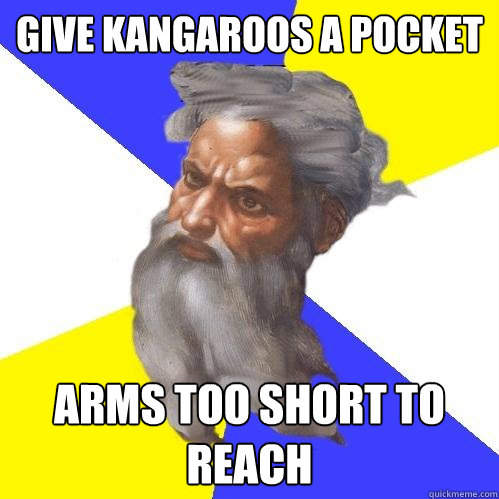 Give kangaroos a pocket Arms too short to reach - Give kangaroos a pocket Arms too short to reach  Advice God