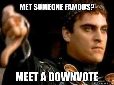 Met someone famous? Meet a downvote - Met someone famous? Meet a downvote  Downvoting Roman