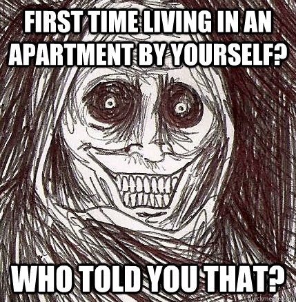 First time living in an apartment by yourself? Who told you that?  Horrifying Houseguest