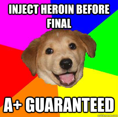 Inject heroin before final A+ guaranteed  Advice Dog