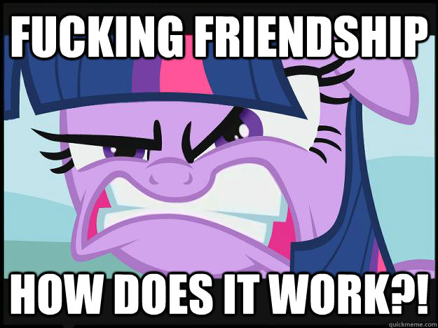 FUCKING FRIENDSHIP HOW DOES IT WORK?!  Twilight Sparkle