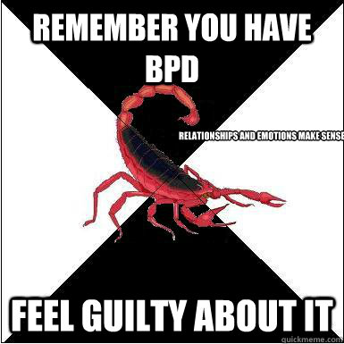 Remember you have BPD feel guilty about it relationships and emotions make sense  Borderline scorpion