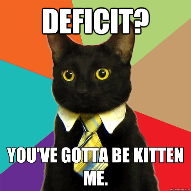 deficit? you've gotta be kitten me.  Business Cat