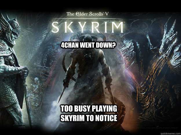 Too busy playing skyrim to notice 4chan went down?  skyrim