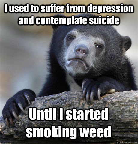 I used to suffer from depression and contemplate suicide Until I started smoking weed  Confession Bear