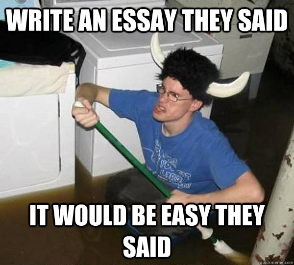 Write an essay they said It would be easy they said - Write an essay they said It would be easy they said  They said