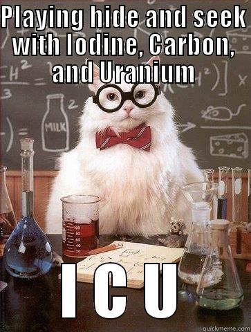 PLAYING HIDE AND SEEK WITH IODINE, CARBON, AND URANIUM I C U Chemistry Cat