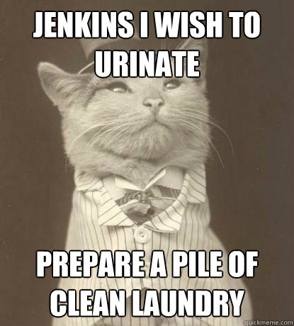 Jenkins I wish to Urinate prepare a pile of clean laundry  Aristocat