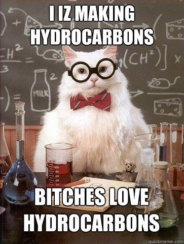 I iz making hydrocarbons bitches love hydrocarbons - I iz making hydrocarbons bitches love hydrocarbons  Chemistry Cat