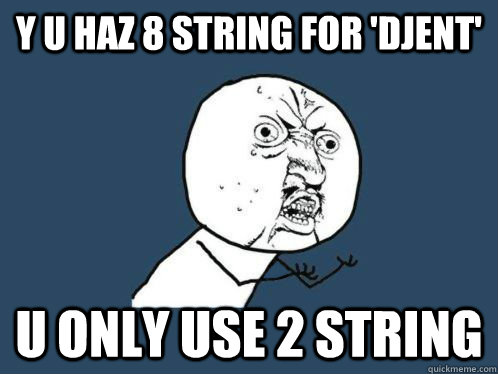 Y u haz 8 string for 'djent' U only use 2 string  Djent meme