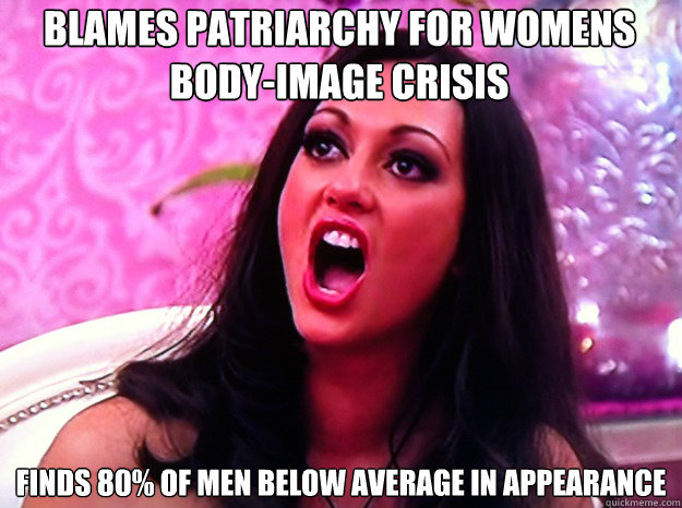 blames patriarchy for womens body-image crisis finds 80% of men below average in appearance  Feminist Nazi