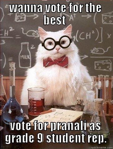 WANNA VOTE FOR THE BEST  VOTE FOR PRANALI AS GRADE 9 STUDENT REP. Chemistry Cat