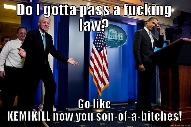 DO I GOTTA PASS A FUCKING LAW? GO LIKE KEMIKILL NOW YOU SON-OF-A-BITCHES! Inappropriate Timing Bill Clinton