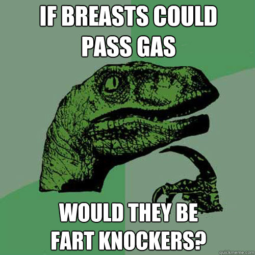 If breasts could 
pass gas Would they be 
fart knockers? - If breasts could 
pass gas Would they be 
fart knockers?  Philosoraptor