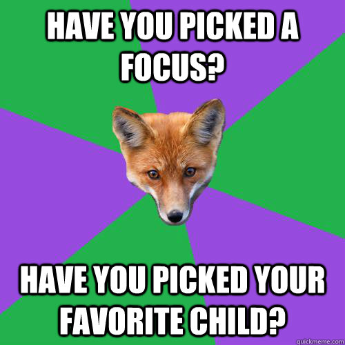 Have you picked a focus? Have you picked your favorite child?  Anthropology Major Fox