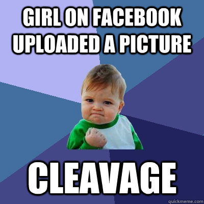 girl on facebook uploaded a picture cleavage  Success Kid