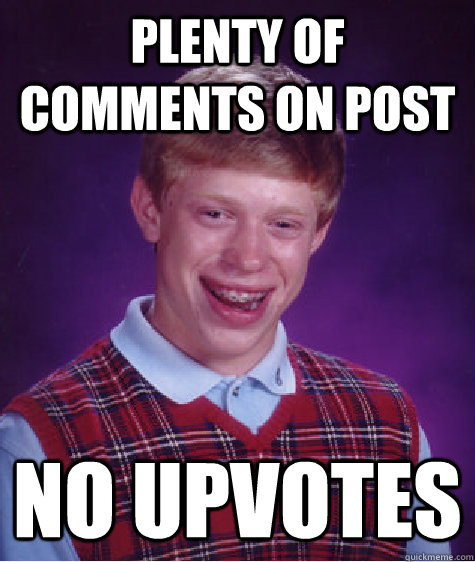 Plenty of comments on post No upvotes  Bad Luck Brian