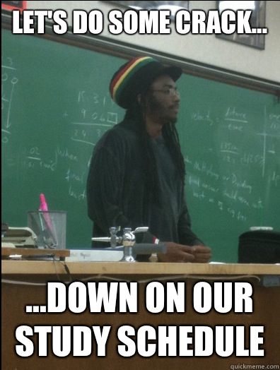 Let's do some crack... ...down on our study schedule  Rasta Science Teacher