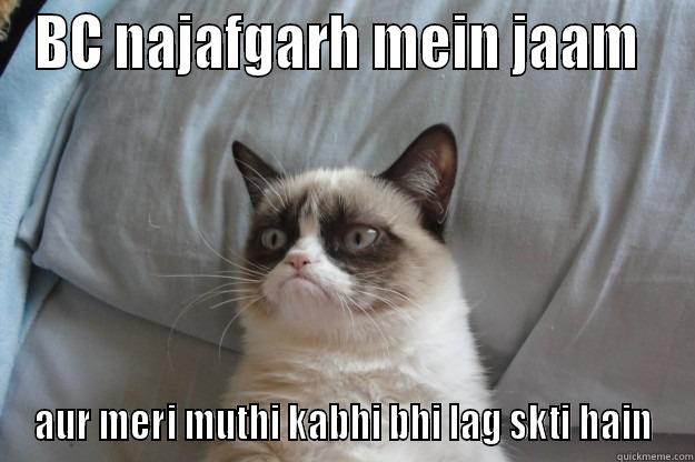 BC NAJAFGARH MEIN JAAM  AUR MERI MUTHI KABHI BHI LAG SKTI HAIN Grumpy Cat