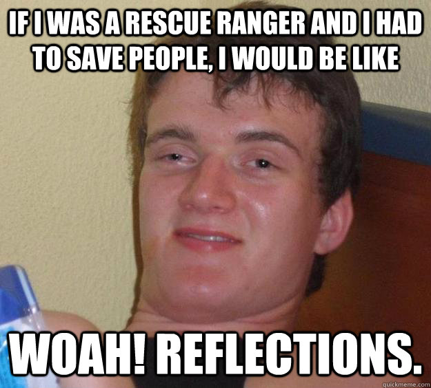 If I was a rescue ranger and I had to save people, I would be like Woah! Reflections.  10 Guy