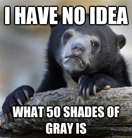 I have no idea what 50 shades of gray is  Confession Bear