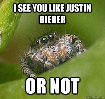 i see you like justin bieber or not  Misunderstood Spider