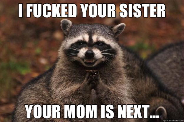 I FUCKED YOUR SISTER YOUR MOM IS NEXT... - I FUCKED YOUR SISTER YOUR MOM IS NEXT...  Evil Plotting Raccoon