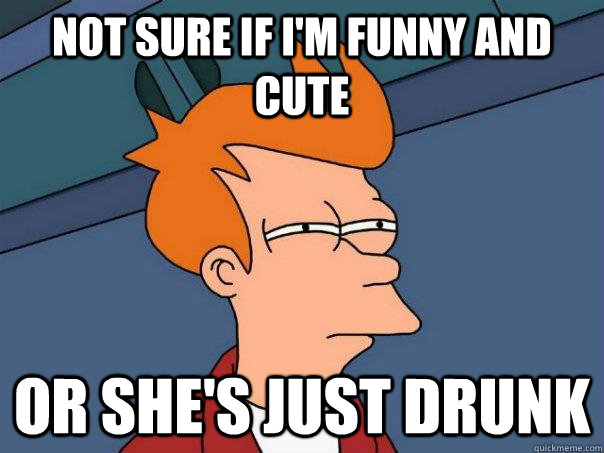 Not sure if i'm funny and cute Or she's just drunk  Futurama Fry