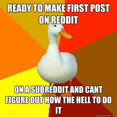 Ready to make first post on Reddit On a subreddit and cant figure out how the hell to do it  Tech Impaired Duck