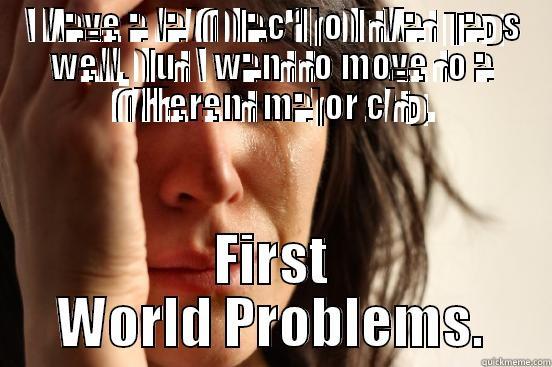 I HAVE A LAID BACK JOB THAT PAYS WELL, BUT I WANT TO MOVE TO A DIFFERENT MAJOR CITY. FIRST WORLD PROBLEMS. First World Problems