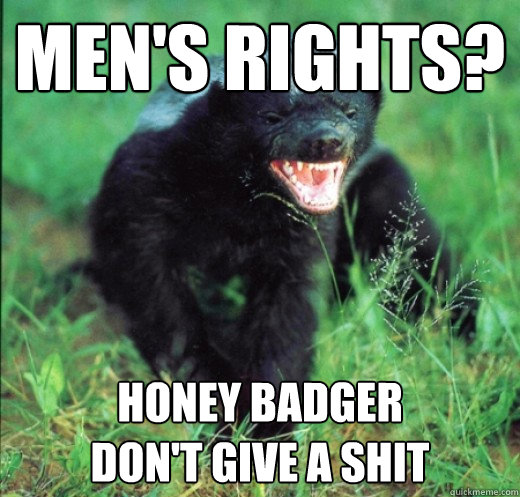 MEN'S RIGHTS? HONEY BADGER
DON'T GIVE A SHIT - MEN'S RIGHTS? HONEY BADGER
DON'T GIVE A SHIT  feminist honey badger