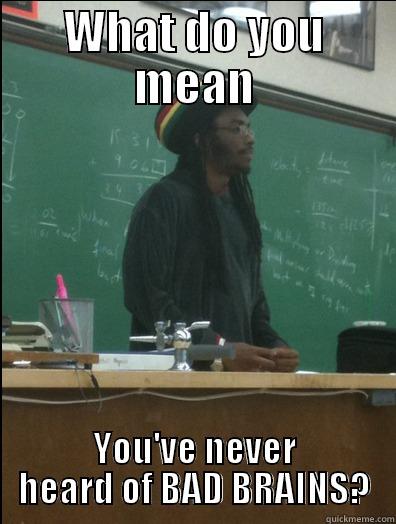 WHAT DO YOU MEAN YOU'VE NEVER HEARD OF BAD BRAINS? Rasta Science Teacher