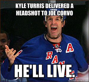 Kyle Turris delivered a headshot to Joe Corvo He'll live.  