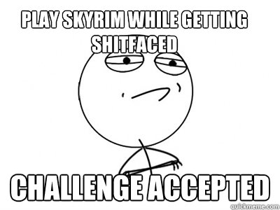 Play Skyrim while getting shitfaced challenge accepted - Play Skyrim while getting shitfaced challenge accepted  Challenge Accepted