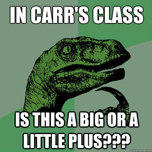 In Carr's class Is this a big or a little plus???  Philosoraptor