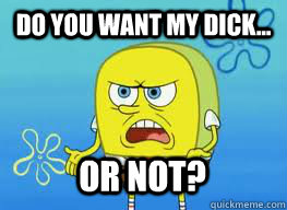 Do you want my dick... or not?  Spongebob