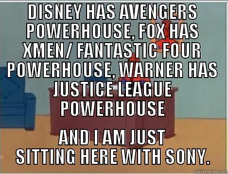 DISNEY HAS AVENGERS POWERHOUSE, FOX HAS XMEN/ FANTASTIC FOUR POWERHOUSE, WARNER HAS JUSTICE LEAGUE POWERHOUSE AND I AM JUST SITTING HERE WITH SONY. Spiderman Desk