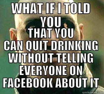 WHAT IF I TOLD YOU THAT YOU CAN QUIT DRINKING WITHOUT TELLING EVERYONE ON FACEBOOK ABOUT IT Matrix Morpheus