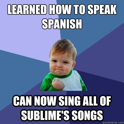 Learned how to speak spanish Can now sing all of sublime's songs  Success Kid