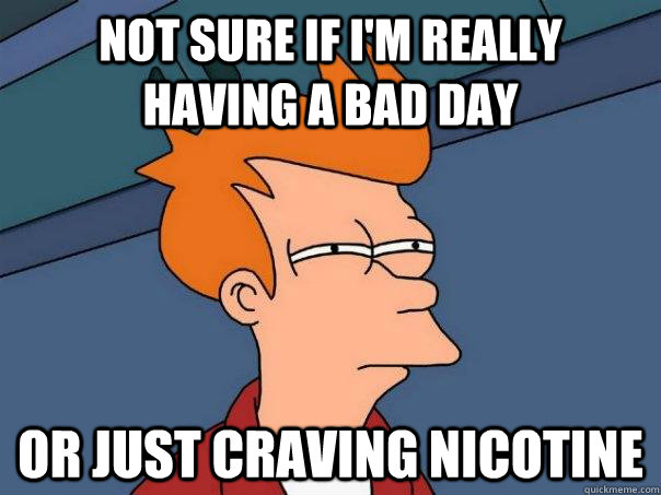 Not sure if I'm really  having a bad day Or just craving nicotine - Not sure if I'm really  having a bad day Or just craving nicotine  Futurama Fry