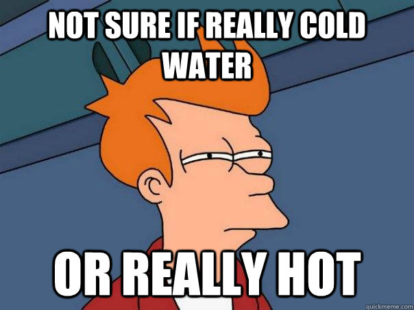 Not sure if really cold water Or really hot - Not sure if really cold water Or really hot  Futurama Fry