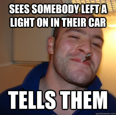 Sees somebody left a light on in their car tells them - Sees somebody left a light on in their car tells them  Misc