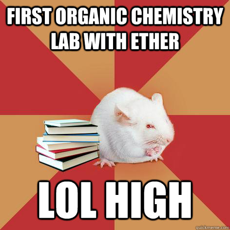 First Organic Chemistry Lab with ether lol high - First Organic Chemistry Lab with ether lol high  Science Major Mouse