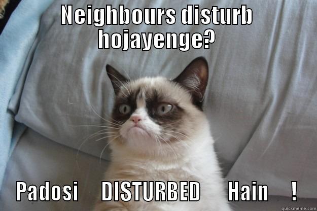 NEIGHBOURS DISTURB HOJAYENGE? PADOSI      DISTURBED       HAIN      ! Grumpy Cat