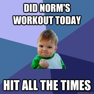 Did NORM'S WORKOUT TODAY HIT ALL THE TIMES  Success Kid